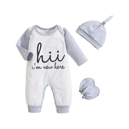 

WUDATI Halloween Chistmas Boys Girls Sets Toddler Boys Winter Boys Girls Long Sleeved Monogram Print Crawler Hat Sock Set For 0 To 9 Months