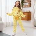 thumbnail image 3 of Uorisanigo Kid Boy Girl Outfit Cute Giraffe Yellow Long Sleeve Hood Pullover Sweatshirt + Athletic Cargo Jogger Sweatpants, Graphic Printed Hoodie & Pant Set of 2, 3 of 7