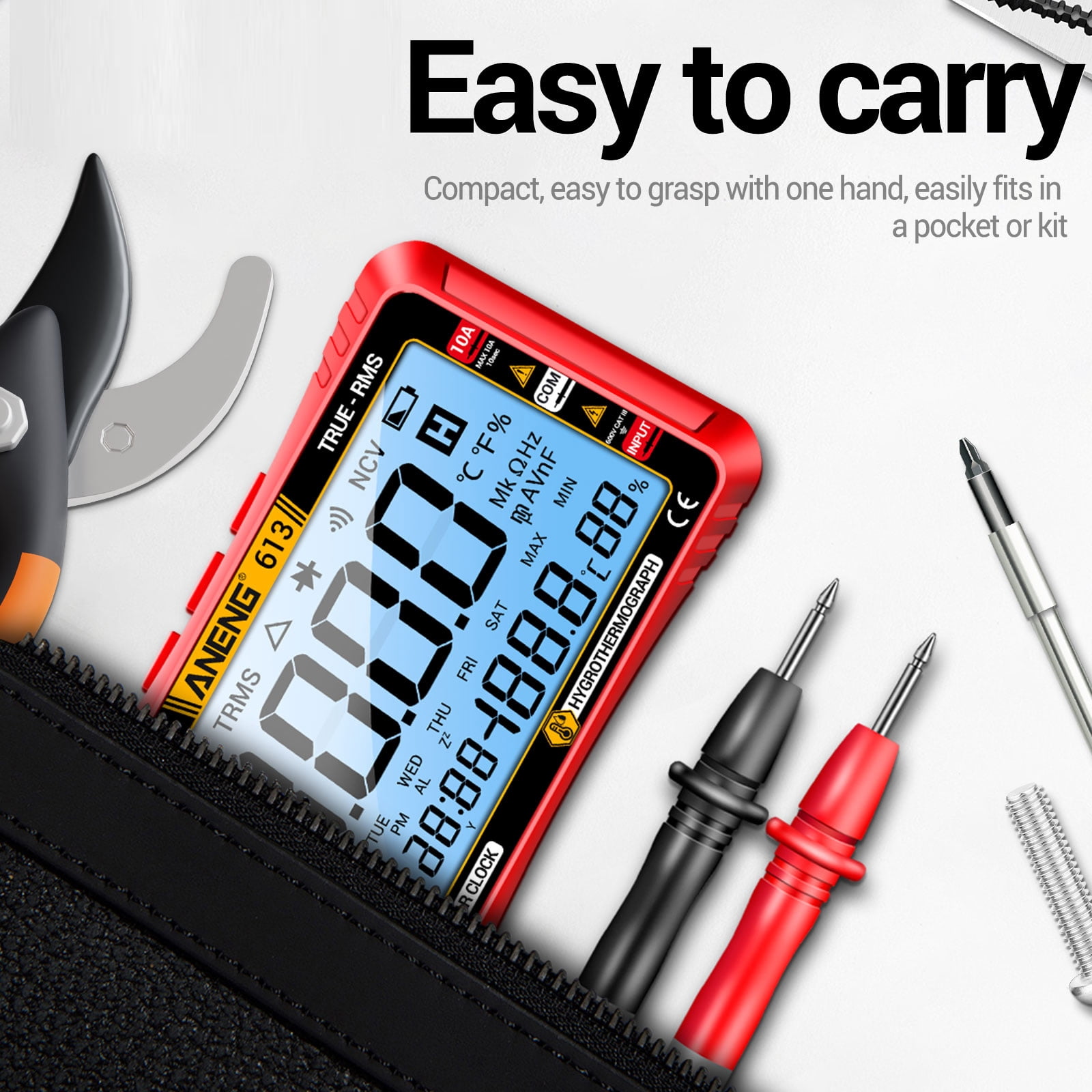 3 in 1 Smart Multimeter Perpetual Calendar Temperature Hygrometer 4000 Counts Digital AC/DC Curent Voltage Resistance Capacitor Tester Professional Test Tools
