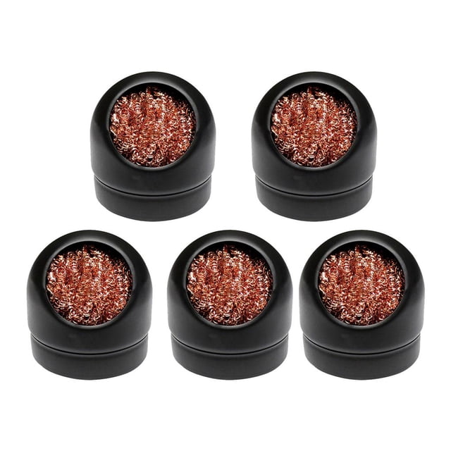 Limpiador De Puntas De Soldador De 5 Piezas, Bola De Limpieza De Punta De Soldadura De Alambre De Acero Con Base De Hierro Desmontable Negra, Kit De Limpieza En Espiral Para Soldadores Y Puntas Yuarrent TO005560-01