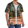thumbnail image 2 of Honeii Fox Bathtub Floral Art for Men's Short-Sleeved Button-Up Collared Shirt Featuring A Pocket, Perfect for Beach Vacations, And Travel Adventures.-Medium, 2 of 5