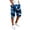 #1--Camouflage Blue, variant on Long Cotton Cargo Work Shorts for Men Elastic Waist Drawstring Below Knee Relaxed Fit Daily Shorts, Black S