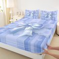 thumbnail image 3 of Manfei Teens Female Kawaii Bow Knot Twin Sheet Sets 3pcs,Dreamy Princess Twin Fitted Sheet Microfiber,Love Heart Print Stripes Breathable Flat Sheet,Lightweight Room Decor, 3 of 7