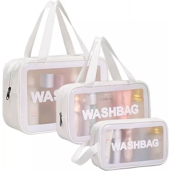 Bag Cosmetic Makeup Pouch Travel Toiletry Organizer in 3 Size White Color Gift