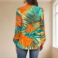 thumbnail image 4 of Sexlip Blouses for Women Dressy Casual Long Sleeve Mock Neck Tops Pleated Front Shirts Back Hole Fashion Tunic Tshirts Orange XL, 4 of 6