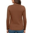 thumbnail image 3 of Nokdvo Womens Turtleneck Sweater Plus Size Knitting Long Sleeve Solid Color Sweaters Fall Winter Casual Loose Ribbed Pullover Top,Brown M, 3 of 4
