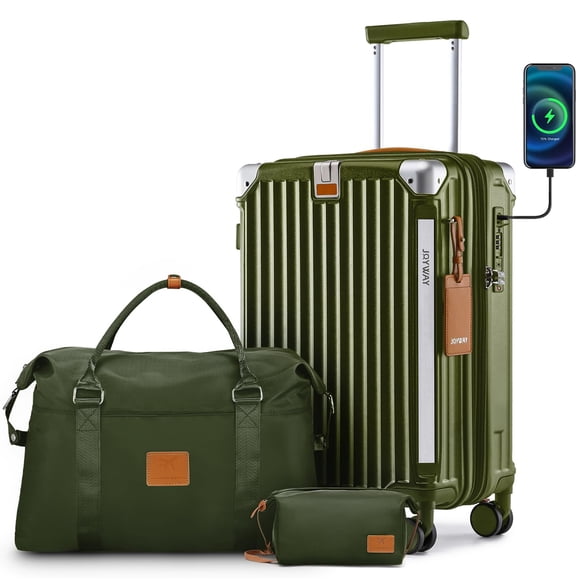 Luggage Joyway Carry On de 20 pulgadas con portavasos y puerto USB, juego de 3 piezas