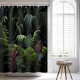 thumbnail image 4 of Tropical Jungle Shower Curtain for Bathroom, Tropical Rainforest Large Green Leaves Shower Curtain Set Waterproof Fabric Bathtub Curtain Art Decor with 12 Hooks, 72x72 inches, 4 of 6