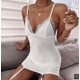 thumbnail image 1 of Camisón camisero cruzado con falda tipo tirantes y anillos en los tobillos para mujer, pijamas transparentes negros, 1 of 6