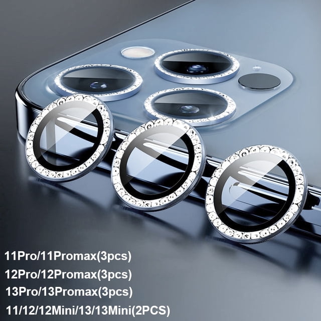 Protector de lente de cámara con purpurina de diamante para iPhone 13 12 11 Pro Max Mini anillo de Metal Len Glass iPhone14 Plus cubierta protectora Tan Jianjun unisex