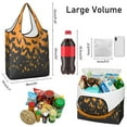 thumbnail image 3 of 5 Pack Foldable Shopping Bag,Orange Halloween Bats Reusable Grocery Bags with Pockets,Large Reusable Tote Bags with Handles Waterproof & Lightweight, 3 of 6