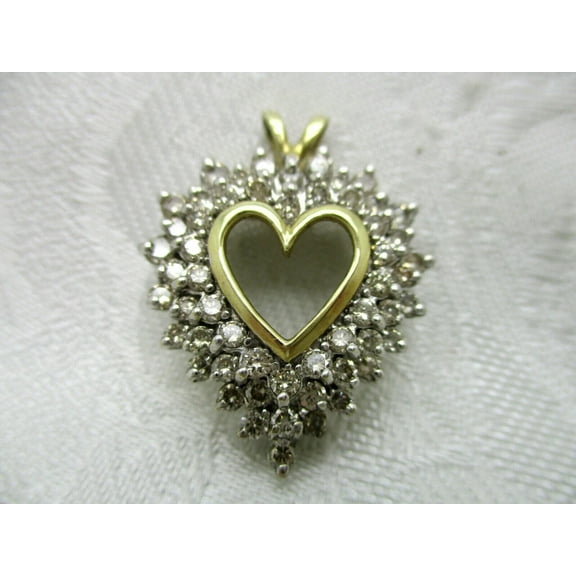 Vintage Heart Pendant 2ct Simulated Diamond 14k Yellow Gold Plated Valentine Gift