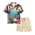 thumbnail image 5 of longantii Men's Sets Casual Button Tropical Print Shirts and Shorts Comfy Short Sleeve Beach Blouses and Shorts 2026 Vacation Outfits Khaki XXL, 5 of 6
