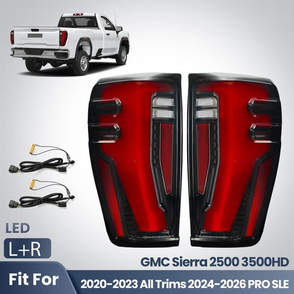 Upgrade LED Tail Light For 2020-2026 GMC Sierra 2500 3500 Black Left Right Pair