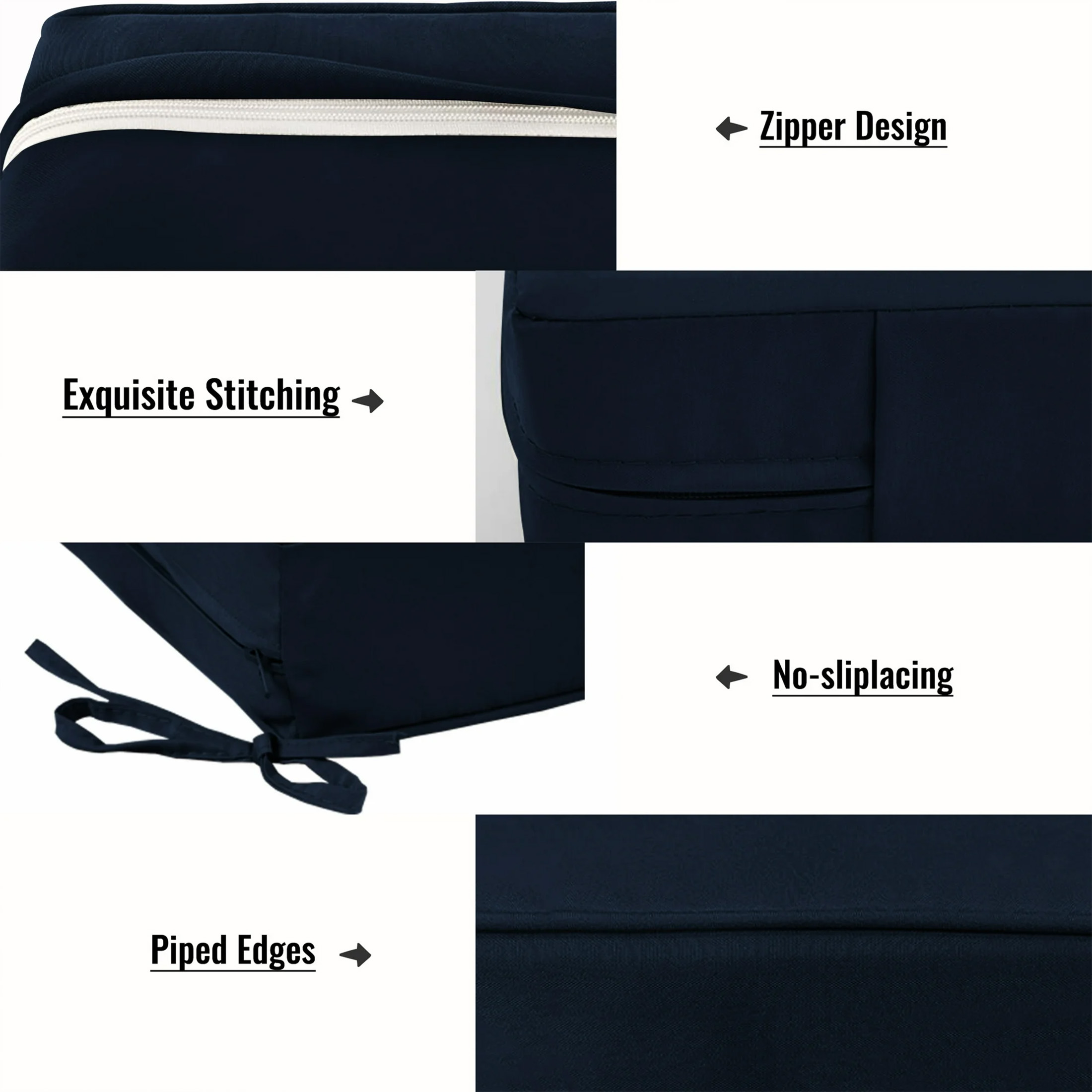 Outdoor Loveseat Cushion Set, 48 x 24 inch, Water Repellent Patio Furniture Cushions Replacement with Removable Cover( Navy blue)