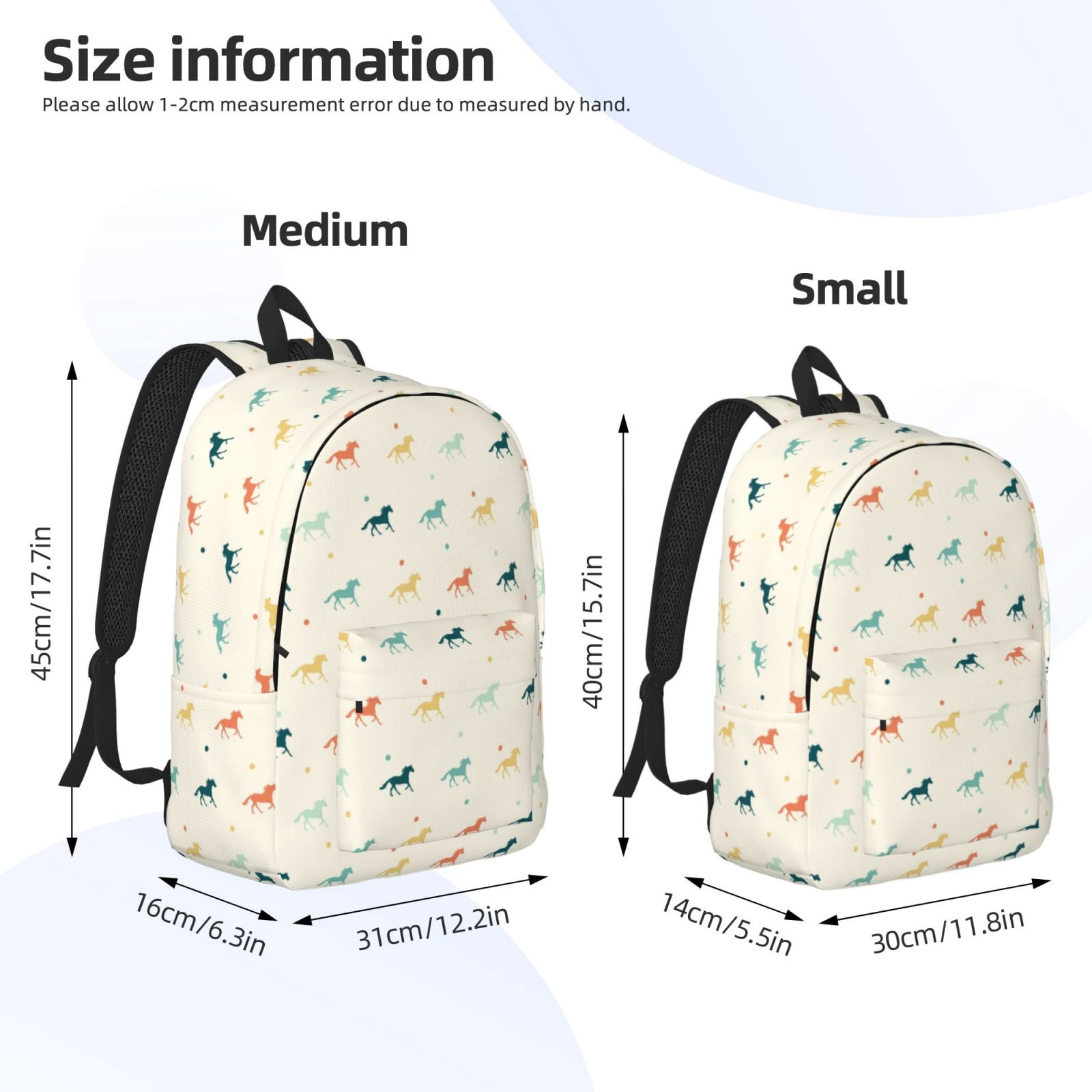 Travel Laptop Backpack - Minimalist Multicolor Horse_A Lightweight Canvas Backpack, Wear Resistant Computer Backpack Bag Fit {sizeName} Laptop for Men Women with Adjustable Padded Shoulder Straps