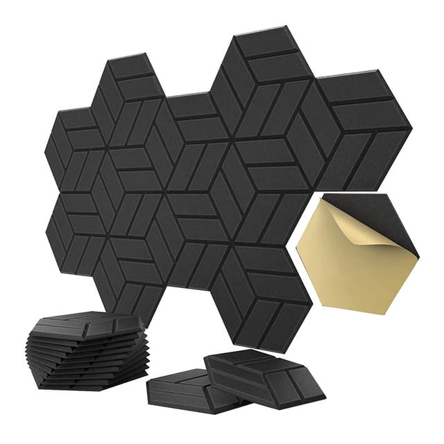 Paquete de 12 Paneles AcúSticos Autoadhesivos, Paneles de Espuma Hexagonales una Prueba de Sonido, Acolchado una Prueba de Sonido para Pared Utilizado para Estudio A