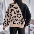 thumbnail image 4 of Womens Casual Leopard Print Off Shoulder Turtle Neck Knit Pullover Loose Fit Long Sleeve Jumper Sweaters Tops Black L, 4 of 10