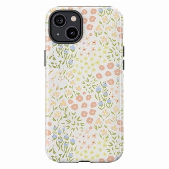 Pastel Cottagecore Floral Phone Case, Minimal Aesthetic Soft Flower Protective Cover for iPhone 16 15 14 13 12 11 Pro Max Plus Mini