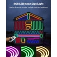 thumbnail image 4 of 5M RGB LED Neon Rope Lights 16.4FT Outdoor Waterproof Neon LED Strip Light AC 110V~130V Multi Color Dimmable Led Rope Lights with Remote Controller for Bedroom Game Room Building Decor, 4 of 5