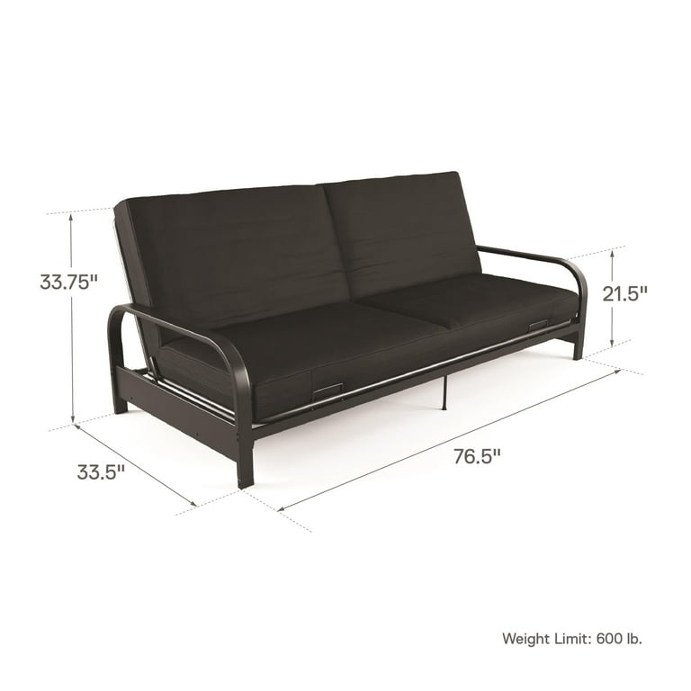 Black Metal Futon w/8 Inch Futon Pad - Miami Direct Furniture