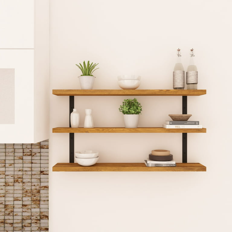 Grayson Lane Brown with Hooks Metal Floating Shelf 8.5-in L x 5-in D (3  Decorative Shelves) in the Wall Mounted Shelving department at