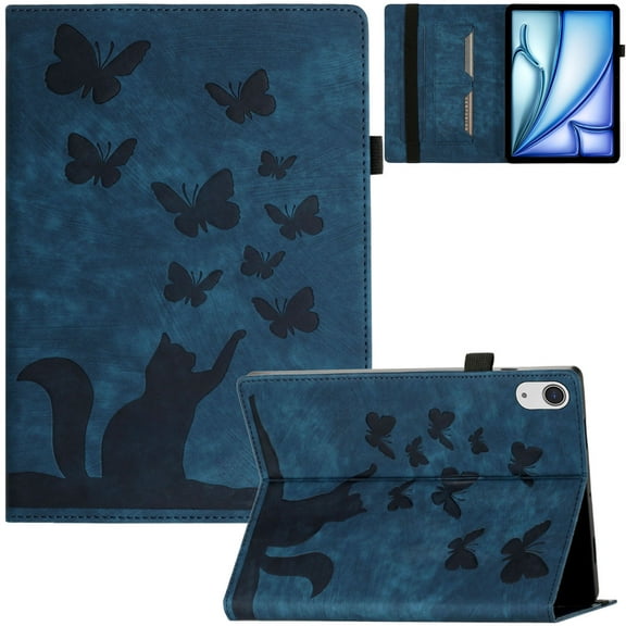 Artyond Case For iPad Air 11 inch M2 2024, Premium PU Leather Folio Case with Auto Sleep/Wake Multi-angle Viewing Stand Card Slots Protective Case for New iPad Air 11 (M2) 6th Generation 2024, Blue