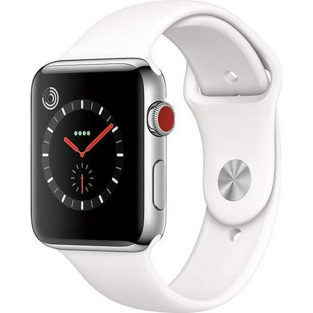 Used Apple Watch Series 3, 42mm -Cellular - Silver Stainless Steel (White Band) - Fair Condition