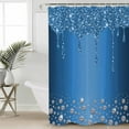 thumbnail image 2 of Extra Long Shower Curtain 72x84 Inch, Modern Blue Shower Curtain Waterproof Bathroom Decor Abstract Diamond Luxury Gradient Fabric Bath Curtain Set Accessories with Hooks, 2 of 6