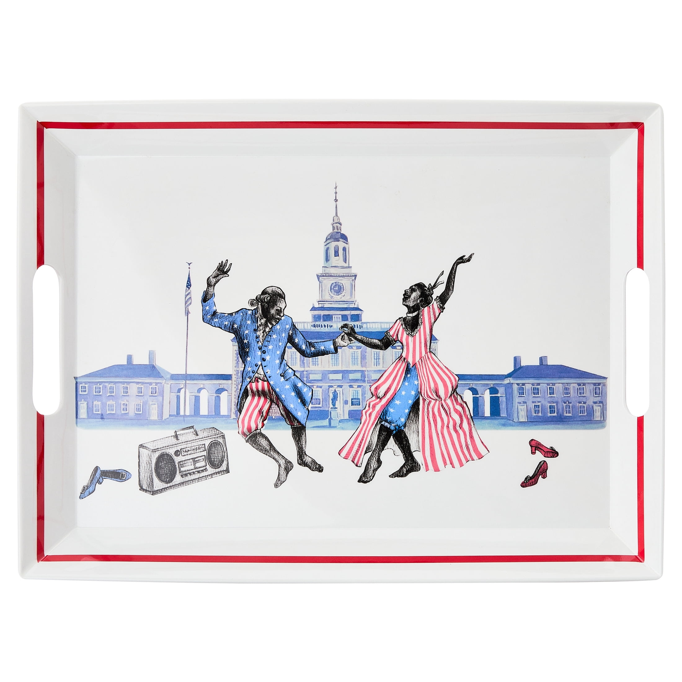 Sheila Bridges Harlem Toile Dancing Melamine 14.37" x 19.37" Handled Serving Tray