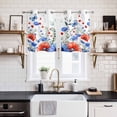 thumbnail image 2 of 4th of July Kitchen Curtains Window Panels, Red Blue Floral Independence Day Poppy Flower Leaf Insulated Window Treatment Curtain, Grommet Curtains for Bedroom/Living Room, 2 Piece 27.5"Wx39"L, 2 of 8