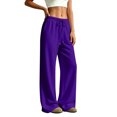 thumbnail image 6 of QWKLEAJ Women's Fleece Lined Wide Leg Sweatpants Drawstring Elastic Waist Loose Straight Jogger Pants Casual Athletic Trousers with Pockets Purple XL, 6 of 8