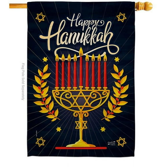 Angeleno Heritage H137327-BO 28 x 40 in. Happy Hanukkah House Flag with Winter Double-Sided Decorative Vertical Flags Decoration Banner Garden Yard Gift