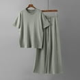 thumbnail image 2 of Ensembles Assortis pour Femmes Manches Courtes Col Rond Chemises Pantalons Larges Amples Pyjamas Ensembles Vêtements d'Été pour Femmes, 2 of 4