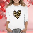 thumbnail image 2 of AWZXDE Girls Valentine Day Print Fashion Crew Neck 3/4 Sleeve Casual T Shirt Top For Holiday And cute tops White，3-4 Years, 2 of 4