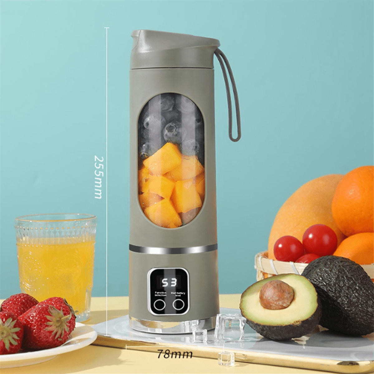 USB Rechargeable Portable Blender 8 Blade Mini Ice Crusher with Digital Display 3 Modes Portable Blender White