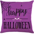thumbnail image 2 of Purple Halloween Linen Pillow Covers Pumpkin Bat Spider Decorative Throw Pillow Cover Holiday Cushion Case for Sofa Couch, Set of 4, 18x18 inch, 2 of 5