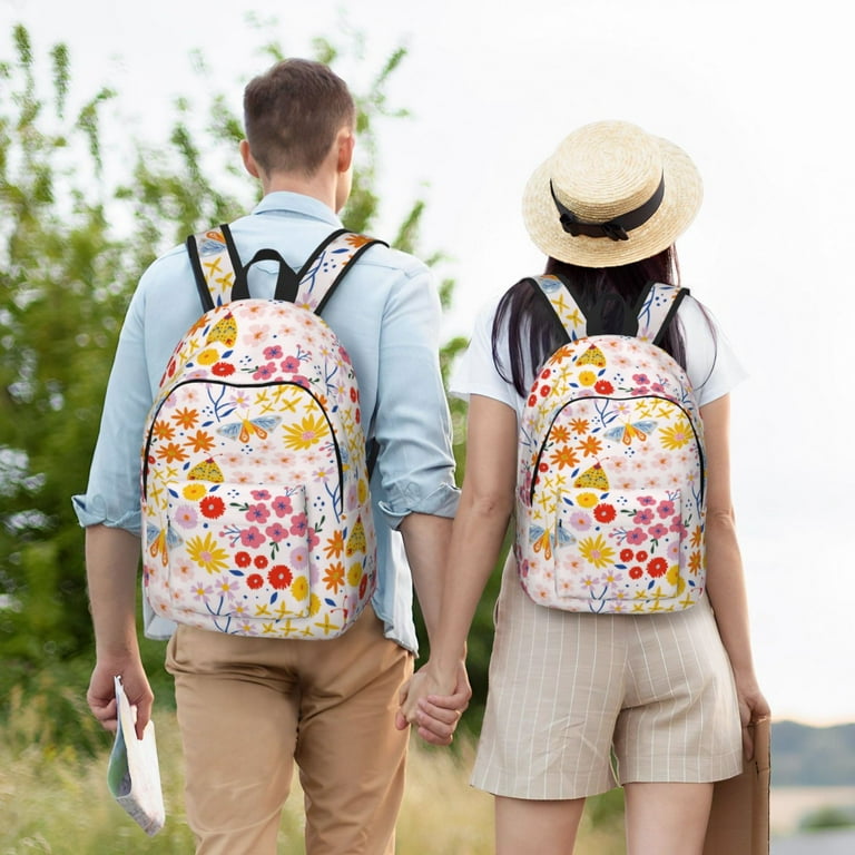 Colorful Floral Canvas Backpack Backpack for School Bookbag School Backpacks for College Student Boys Girls Travel Work Laptop Backpack Carry On Backpack for Women Men Walmart