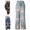thumbnail image 4 of Askfv Women's Comfy Casual Stretch Floral Print High Waist Drawstring Lounge Straight-Leg pants, 4 of 5