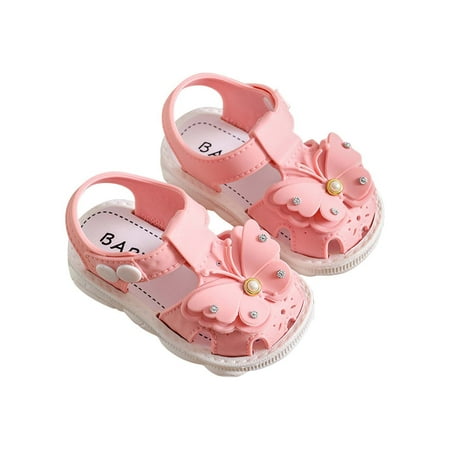 

AnuirheiH Toddler Baby Girls Bow Open Toe Sandals Soft Sole Princess Shoes Kids Sandals Clearance