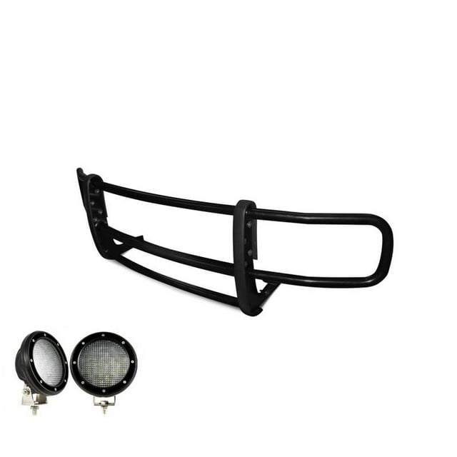 Black Horse Offroad Grille Guard 17FOTRMA-PLFB SPARTAN; Powder Coated; Black; Steel; Modular; 1-1/2 Inch Diameter; With Brush Guard; Without Skid Plate