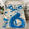 thumbnail image 2 of Manfei Blue Dragon Bed Sheets,Magic Animal King Sheets,Boho bohemian Style Sheet Set For Boys Kids,Microfiber Bedroom Decor,4-Piece, 2 of 7