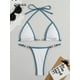 thumbnail image 2 of OIINAA-bañador Sexy para mujer, conjunto de Bikini de Color con cuello Halter, traje de baño con anillo de Metal y perlas, bikinis con cordones, traje de baño de dos piezas con Tanga, 2 of 5