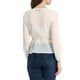 thumbnail image 3 of INSPIRAR CHIC Blusa de Mujer con Cuello en V, Puntos Suizos, Manga de Linterna, Cintura con Lazo, Top de Chifón Peplum XL Blanco, 3 of 5