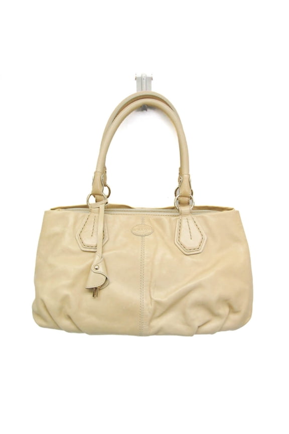 Pre-Owned Tod's XBWAGKF0300BANC009 Women's Leather Handbag Cream,Off-white (Good)
