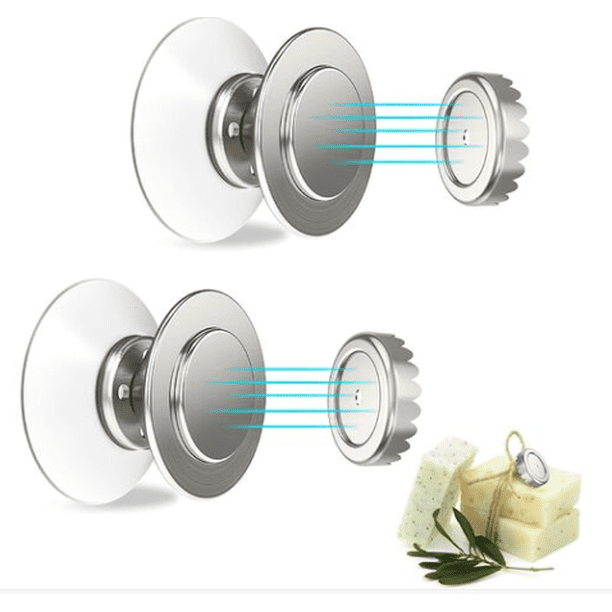 Jabonera de 2 piezas con imán sin taladrar, jabonera magnética montada en la pared, jabonera de acero inoxidable con ventosa, jabonera magnética con 2 tapas para fregadero, ducha, cocina y baño TUNC Sencillez