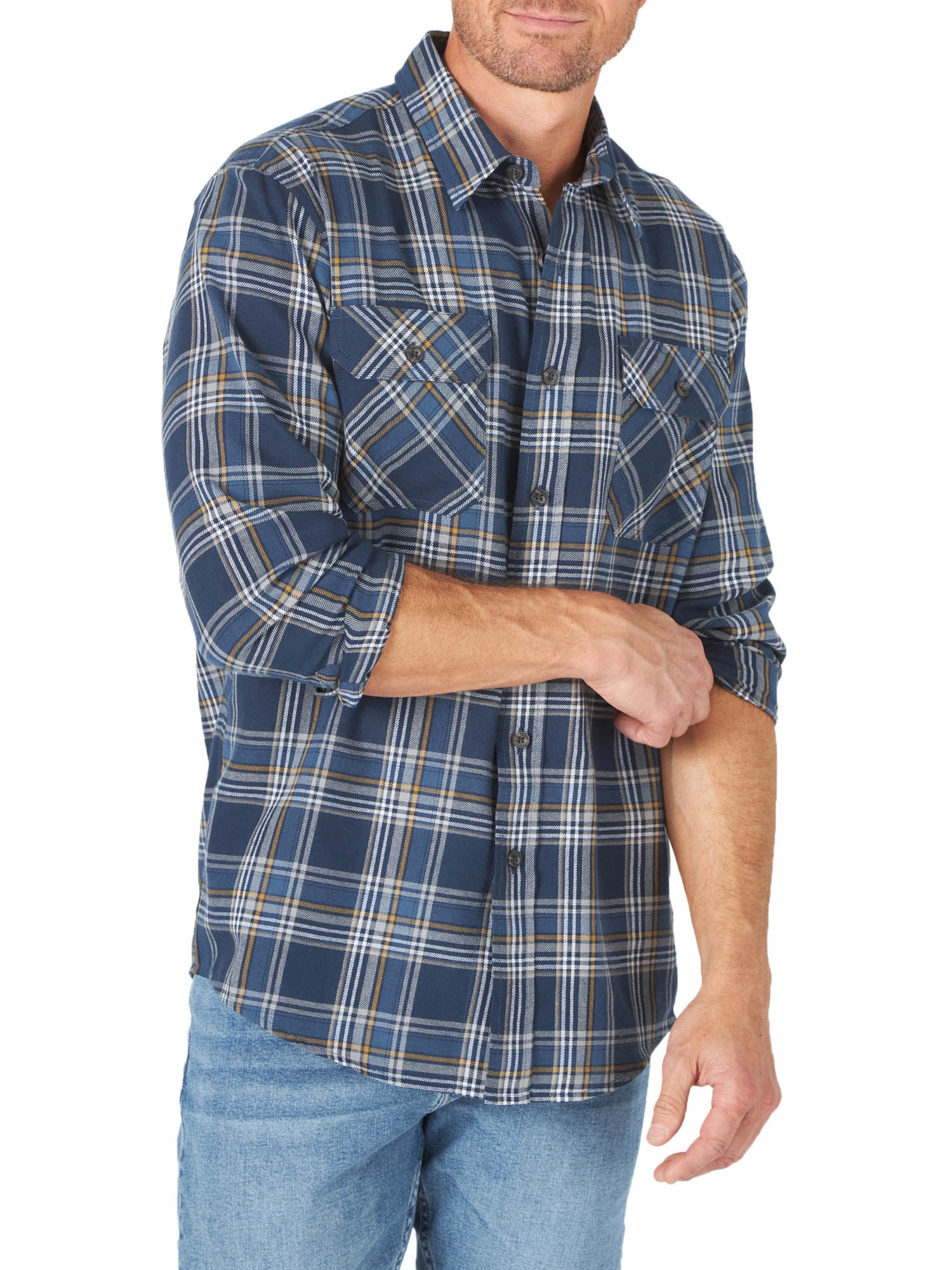 Wrangler Mens Long Sleeve Flannel Shirt - Walmart.com
