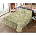 thumbnail image 4 of Ambesonne Floral Boho Fitted & Flat Sheet with Sham 3 Pcs Set, Japanese Spring Floral, Twin, Pale Green Off White, 4 of 5