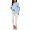 thumbnail image 2 of INSPIRE CHIC Women's Mother's Day Maternity Babydoll Top Short Sleeves Pleated Waist Pregnancy Tee Shirt Oversized Peplum Casual Loose Blouse 2XL Light Blue, 2 of 6