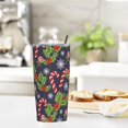 thumbnail image 4 of 20 Oz Insulated Tumbler with Lid and Straw, Holly Christmas Candy Cane Mom Dad Iced Coffee Stainless Steel Vacuum Insulated Tumbler Cup Travel Mug for Hot and Cold, 4 of 6